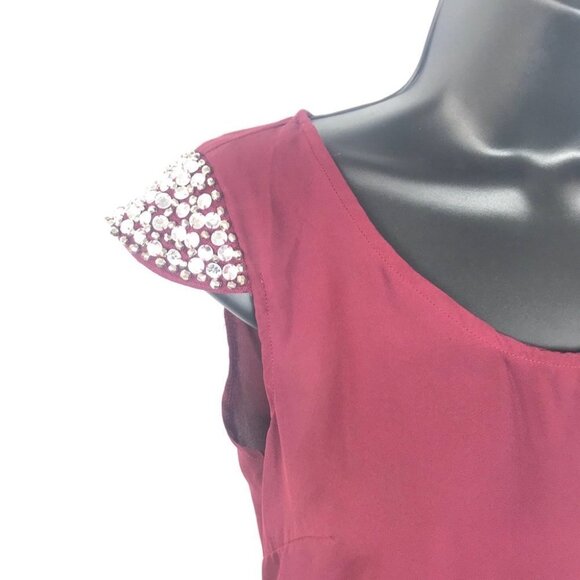 Charlotte Russe High Low Burgundy Beaded Top - Picture 3 of 4